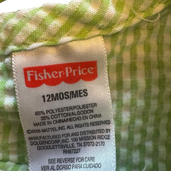 Fisher-Price Baby Girl Watermelon Outfit 12M Seersucker Dress Bloomer Hat Set - Picture 11 of 11